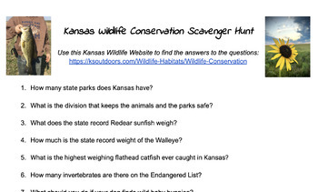 Preview of Kansas Conservation and Wildlife Internet Scavenger Hunt