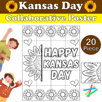 Preview of Kansas Day Collaborative Coloring Poster - Giant Poster, Bulletin Board , Art