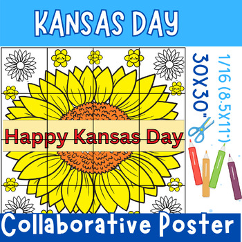 Kansas Day Sunflower Collaborative Poster Coloring , Bulletin Board Poster