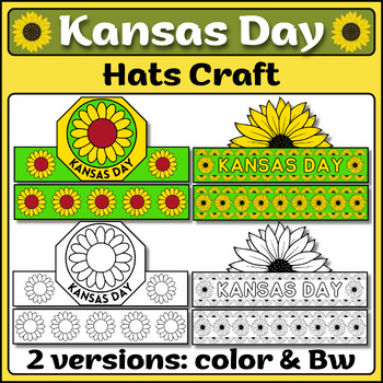 Preview of Kansas Day Sunflower Crafts Hat Activity | Headdress Headband Crown | Kindness