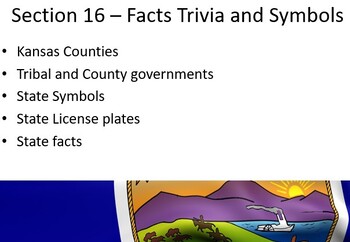 Preview of Kansas History Unit 16 - Kansas Symbols, facts and Trivia