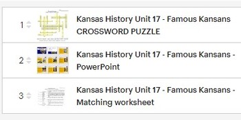 Preview of Kansas History Unit 17 - Famous Kansans -Bundle