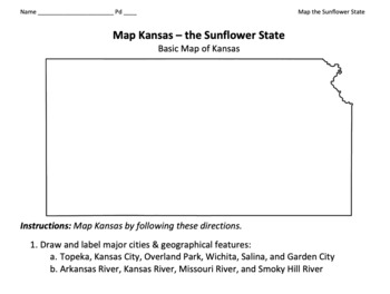 Kansas Map / Basic Geographical Map of the Sunflower State  TPT