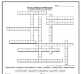 Kansas Natural Wonders - Crossword Puzzle - Worksheet