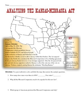 Preview of Kansas-Nebraska Act Map Analysis Worksheet