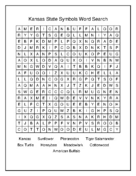 Kansas State Symbols Crossword and Word Search Puzzles TpT