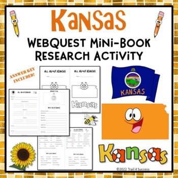 Preview of Kansas Worksheets Webquest Reading Research Activity Mini Book