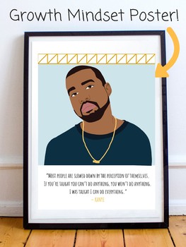 Preview of Kanye West Yeezy Hip Hop Rap Rapper Growth Mindset Poster