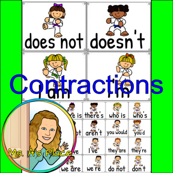 Preschool 22 Laminated Simple Contraction Flashcards Kindergarten learn to re 