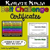 Karate Ninja Multiplication Belt Certificates