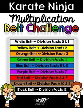 Preview of Karate Ninja Multiplication and Division Belt Challenge (BUNDLE)