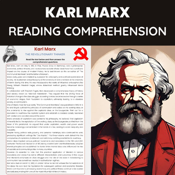 Preview of Karl Marx Biography Reading Comprehension | History of Marxism and Communism