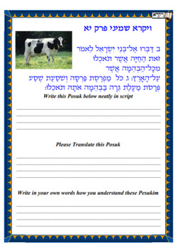 Preview of Kashrut Sources from the Torah on Kosher animals