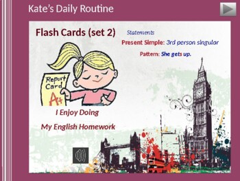 Preview of Kate's Daily Routines (Flash cards: set 2)