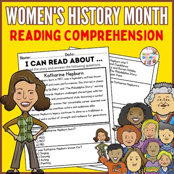 Preview of Katharine Hepburn Reading Comprehension / Women's History Month Worksheets