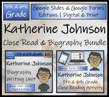 Preview of Katherine Johnson Biography Close Read Bundle Digital & Print | 5th & 6th Grade
