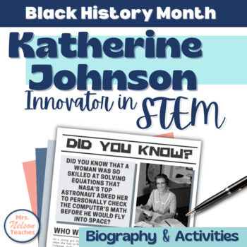 Preview of Katherine Johnson Black History Month Activity Middle School