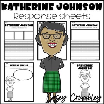 Preview of Katherine Johnson Black History Response Writing Coloring Drawing Sheets