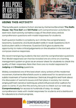Preview of Katherine Mansfield Comprehension Bundle Pack