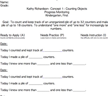 Preview of Kathy Richardson Progress Monitoring Sheets