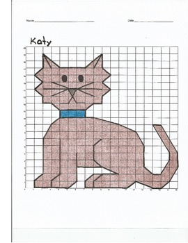 Quadrant 1 Coordinate Graph Mystery Picture, Katy the Cat by Curious Math