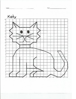 Quadrant 1 Coordinate Graph Mystery Picture, Katy the Cat by Curious Math
