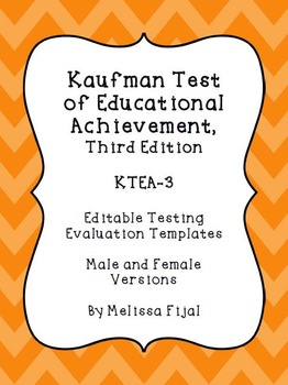 Preview of Kaufman Test of Educational Achievement, Third Edition - Editable template