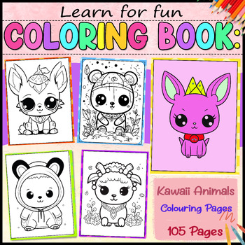 Kawaii Animals Clolouring Pages by Learn for funn | TPT