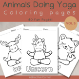 Kawaii Animals Doing Yoga Coloring Pages (Bundle Set) For 