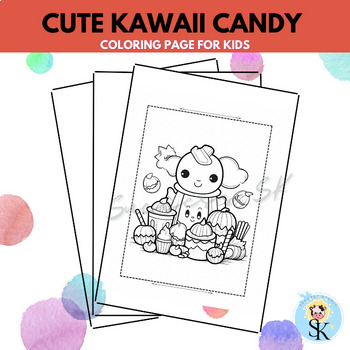 Kawaii Candy Halloween Coloring Pages - Coloring Pages for Kids, Candys