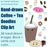 Kawaii Coffee, Tea, Bakery Clip Art, Hand-drawn