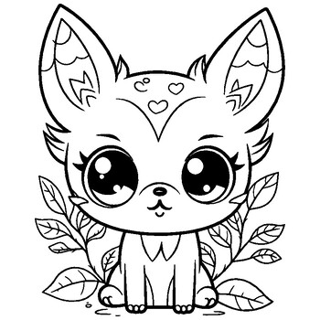 Kawaii Coloring Book: Cute and Easy Coloring pages with Kawaii Animals