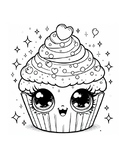 Kawaii Cupcake Wonderland Coloring Book for Kids Ages 4-8: