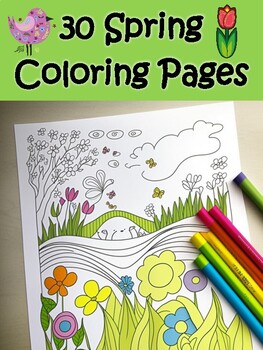 Preview of Kawaii Cute Spring Theme Mindfulness Summer 30 Coloring Pages - Coloring Sheets