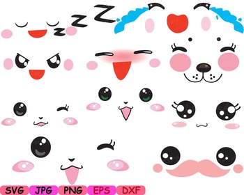 Preview of Kawaii Faces Chinese Japan Asian china clipart svg happy kid smile props toy 7sv