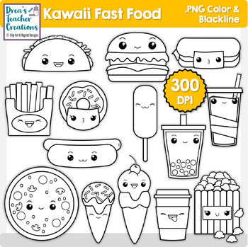 Kawaii Fast Food Clipart, Fast Food Clipart, Fast Food Clip Art