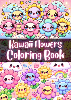 Preview of Kawaii Flowers Coloring Book