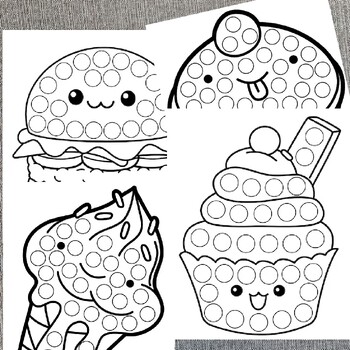 Kawaii Food Dot Markers Coloring Pages Fruit & Vegetables by LINALISTER