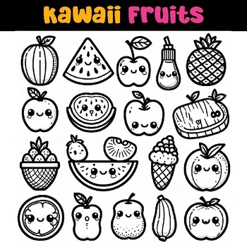 Preview of Kawaii Fruits coloring pages for kids