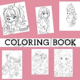 Kawaii Girls Coloring Book: Cute Anime Coloring Book for Adult and Kids.