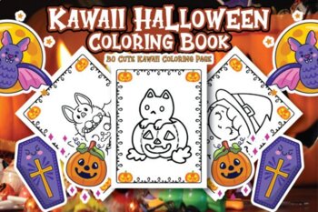 Preview of Kawaii Halloween Coloring Book