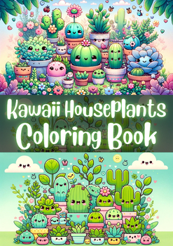Preview of Kawaii Houseplants Coloring Book