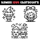 Kawaii Love Characters Valentine's Day coloring pages
