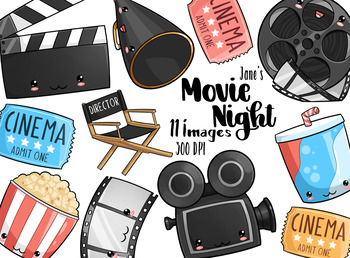 Preview of Kawaii Movie Night Clipart