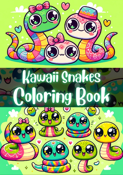 Preview of Kawaii Snakes Coloring Book