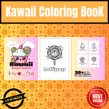 Preview of Kawaii Sweet Treats Coloring Book: Adorable Desserts Coloring Book for Kids