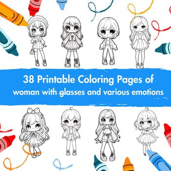 Preview of Kawaii cute girl coloring pages 30 Printable coloring pages.