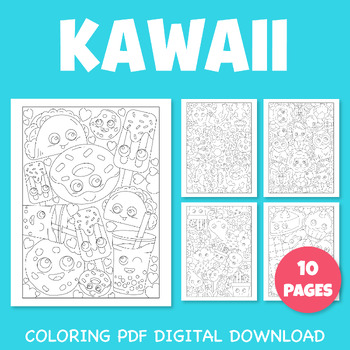 Preview of Kawaii doodle cartoon characters coloring 1 | pdf Printable US Letter Size