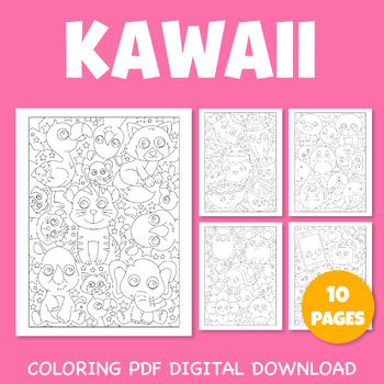 Preview of Kawaii doodle cartoon characters coloring 2 | pdf Printable US Letter Size