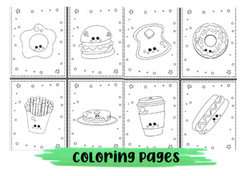 kawaii food coloring pages 8 by kim allen teachers pay teachers